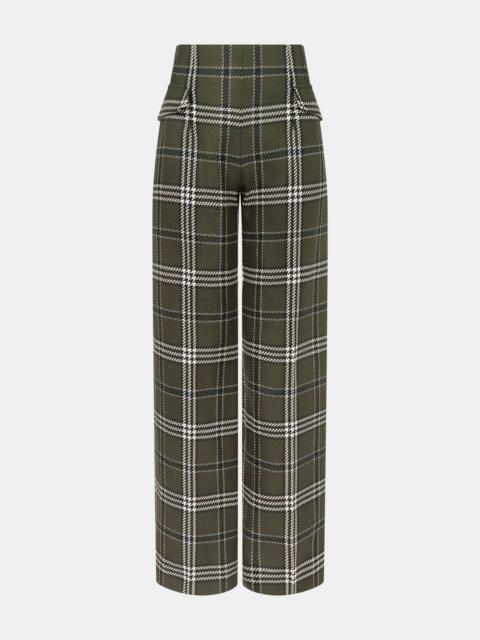 EMILIA WICKSTEAD Briana Trousers In Military Green Shetland Tartan