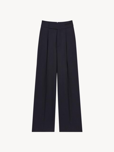 SAINT LAURENT FLUID PANTS IN PIN DOT STRIPE WOOL GABARDINE
