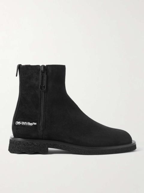Off-White Logo-Print Suede Chelsea Boots