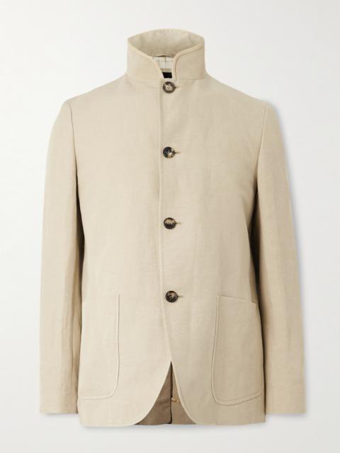 Loro Piana Spagna Unstructured Nehru-Collar Linen and Silk-Blend Twill Jacket