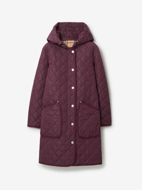 Quilted Nylon Hooded Coat