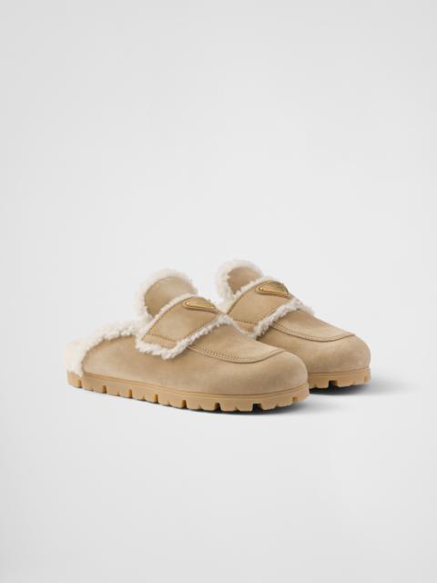 Prada Suede and shearling slippers