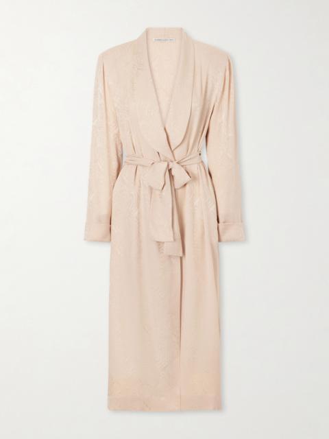 Alessandra Rich Belted Silk-moiré Midi Dress