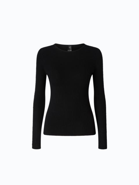 PINKO RIBBED SWEATER WITH LACE