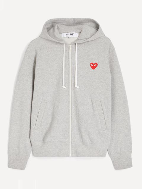 Comme des Garçons PLAY Grey Red Emblem Zip Hoodie