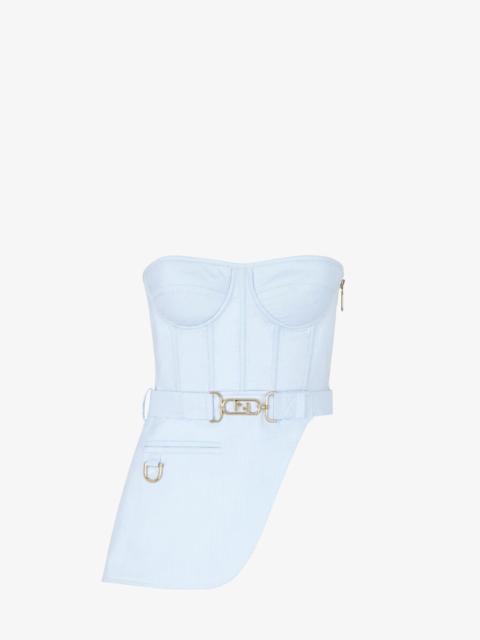 FENDI Light blue pinstripe cotton bustier