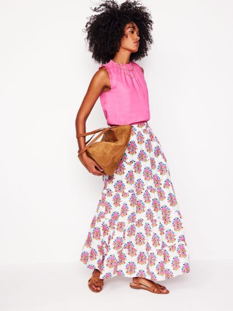 BODEN Sophie Ruffle Linen Top-Pink Rose
