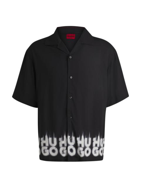 HUGO OVERSIZE-FIT SHIRT WITH SMOKE LOGO-PRINT HEM