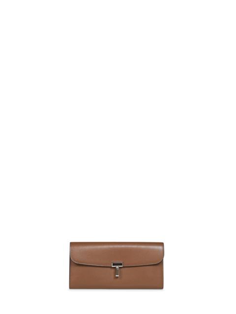 TOTEME Tiramisu brown Palmellato leather T-Lock wallet