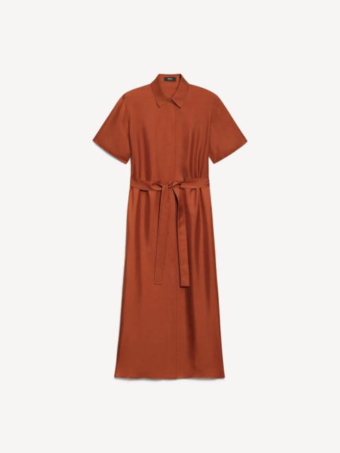 Theory Belted Shirt Dress in Mod Silk Twill