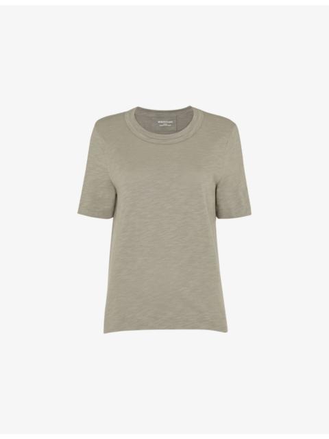 WHISTLES Rosa Double-Trim Cotton-Jersey T-Shirt