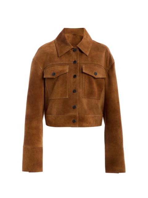 SIMKHAI Grafton Suede Cropped Jacket blue