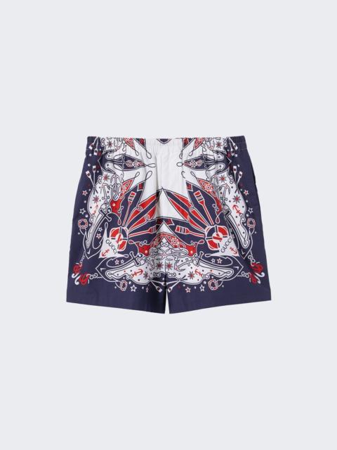 GUCCI Bandana Print Cotton Shorts Blue