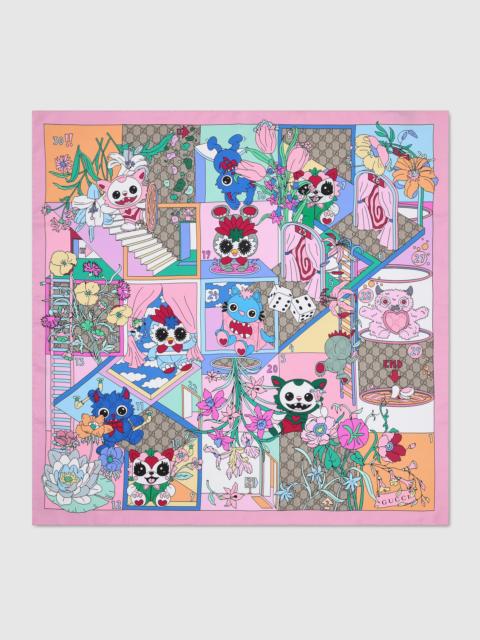 GUCCI Gucci Besties printed silk twill carré