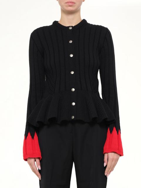 Alexander McQueen Alexander McQueen - Peplum Cardigan in Black/Red