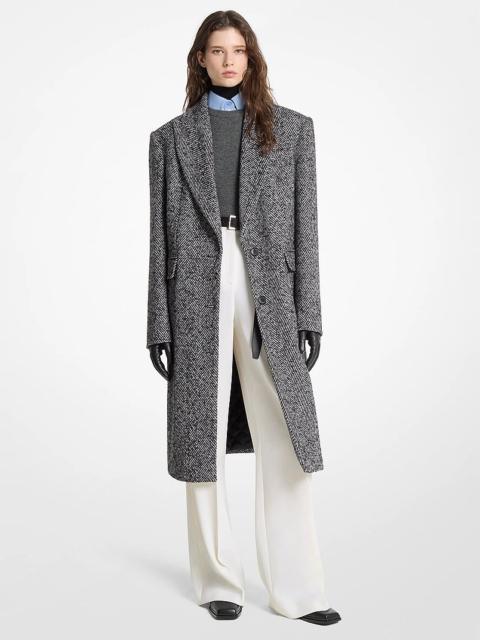MICHAEL KORS COLLECTION Herringbone Cotton Blend Melton Reefer Coat