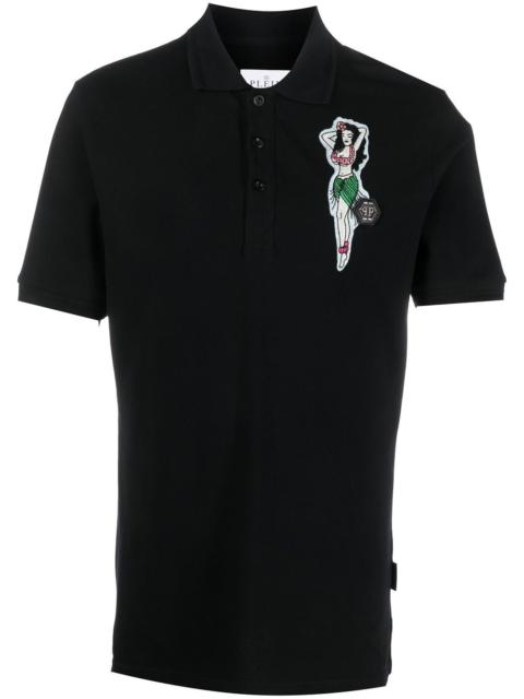 PHILIPP PLEIN Hawaii logo-patch polo shirt