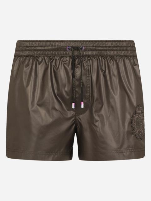 Dolce & Gabbana Short swim trunks with heraldic patch