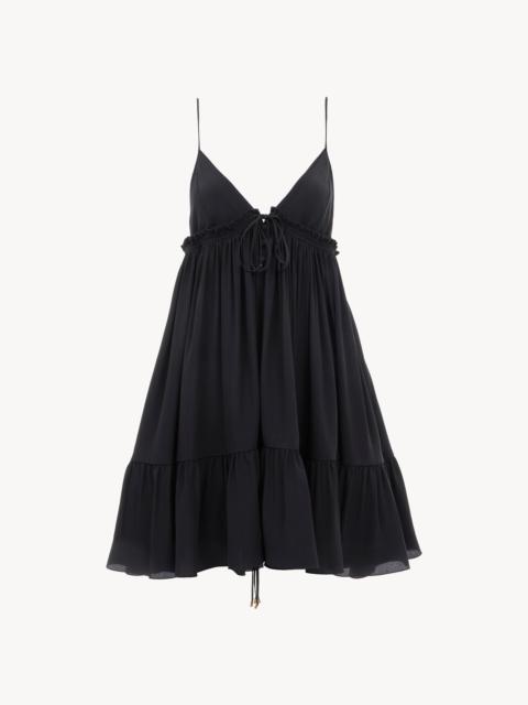 Chloé THIN-STRAP GATHERED MINI DRESS IN CRÊPE DE CHINE