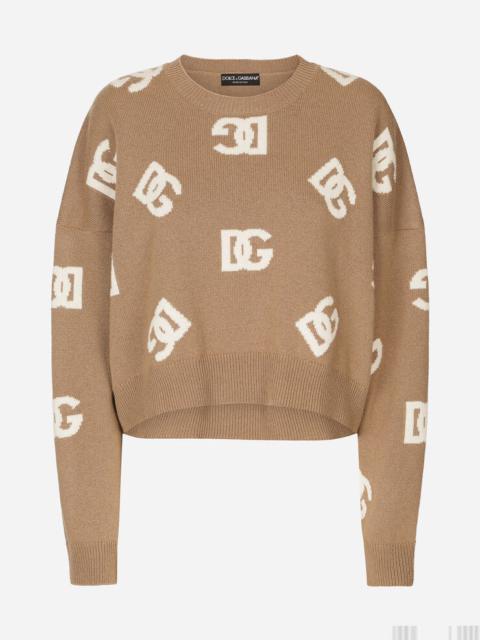 Cropped wool sweater with DG inlay