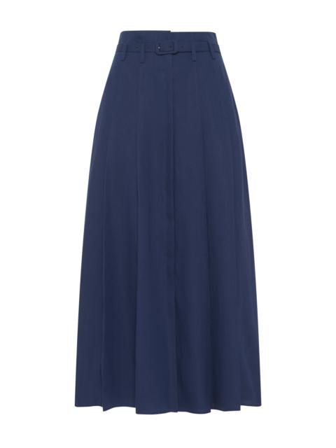 Dugald Pleated Midi Skirt in Electric Navy Aloe Linen