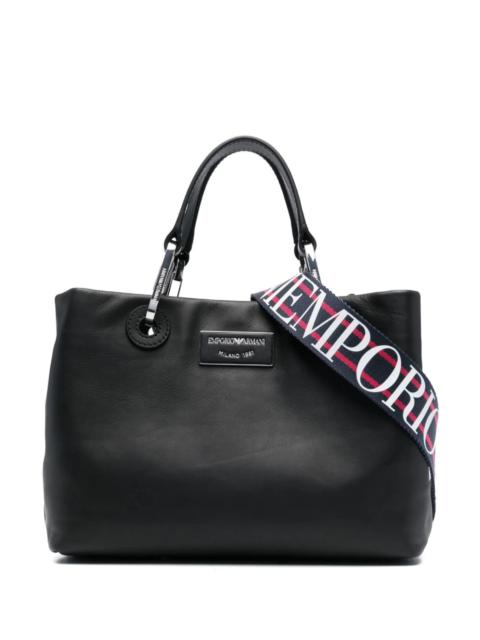 EMPORIO ARMANI Logo-plaque Leather Tote Bag