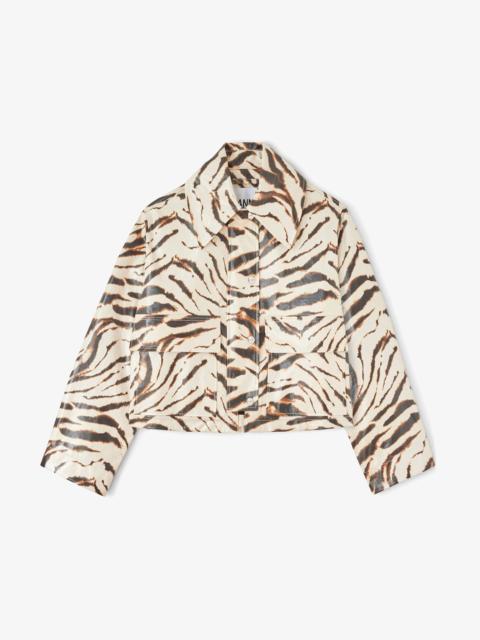 GANNI JACKET IN LAMINATED ZEBRA