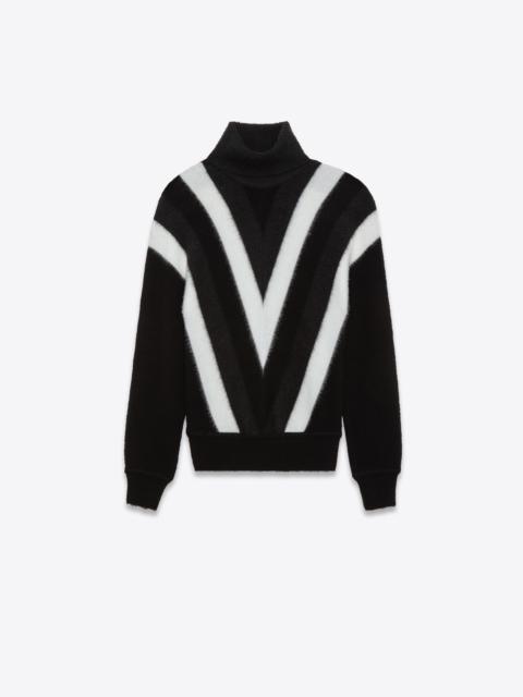 SAINT LAURENT turtleneck sweater in chevron wool