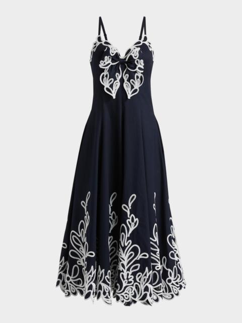 Cinq à Sept Dama Embroidered Cotton Poplin Midi Dress