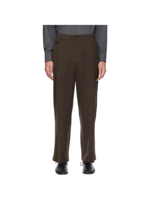 AMOMENTO Brown Tapered Wool Trousers