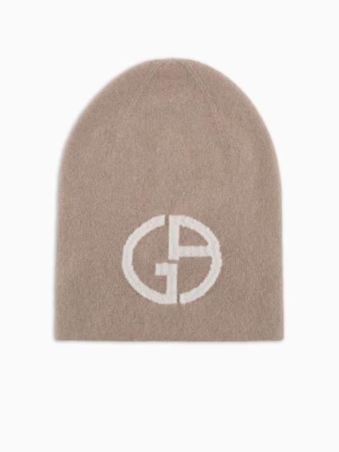 GIORGIO ARMANI Cashmere jacquard logo beanie