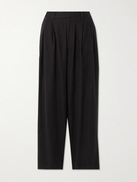 ssstein Pleated Silk-blend Flannel Wide-leg Pants