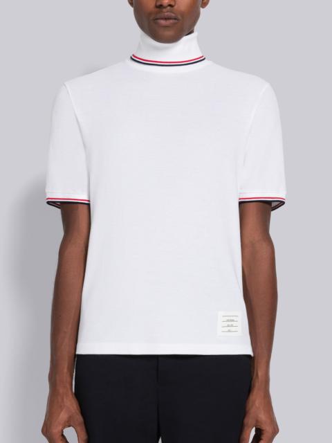 Thom Browne Classic Pique Stripe Short Sleeve Turtleneck