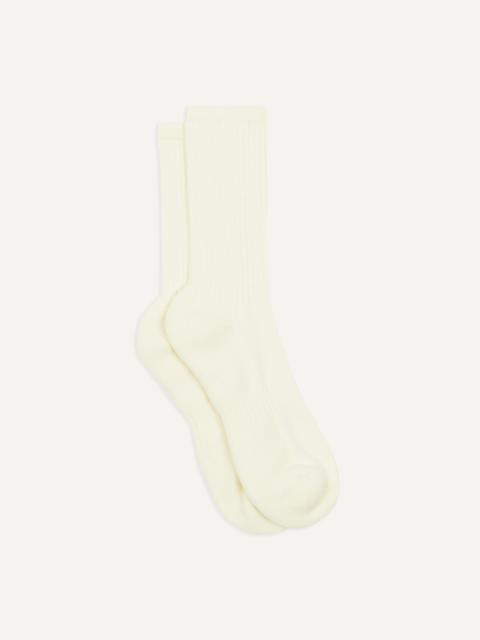 Drake's Ecru Cotton Sports Socks