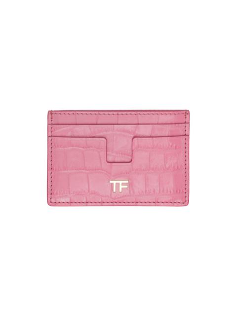 TOM FORD Pink Croc Classic Card Holder