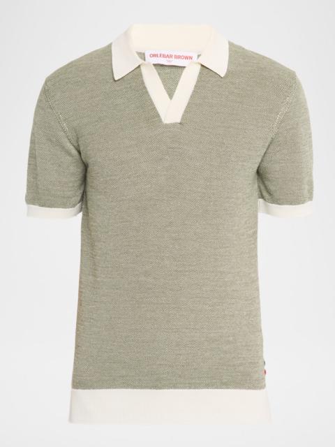 ORLEBAR BROWN Men's Tailored-Fit Wool and Cotton Knit Johnny Collar Polo Shirt