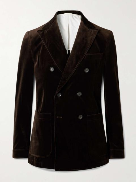 Oliver Spencer Slim-Fit Double-Breasted Cotton-Velvet Blazer