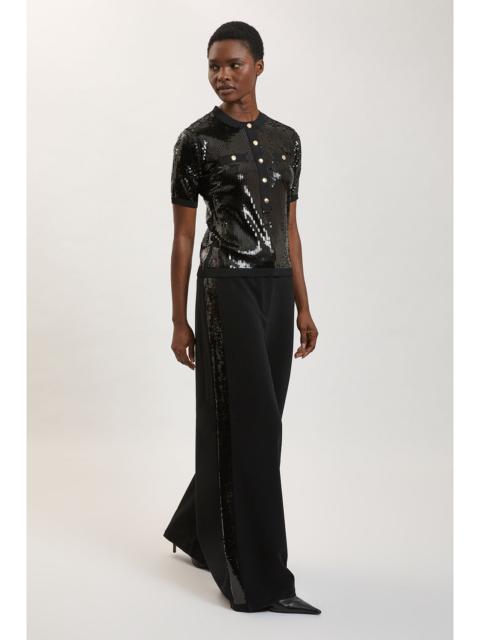 KAREN MILLEN Sequin Side Strip Wide Leg Trouser