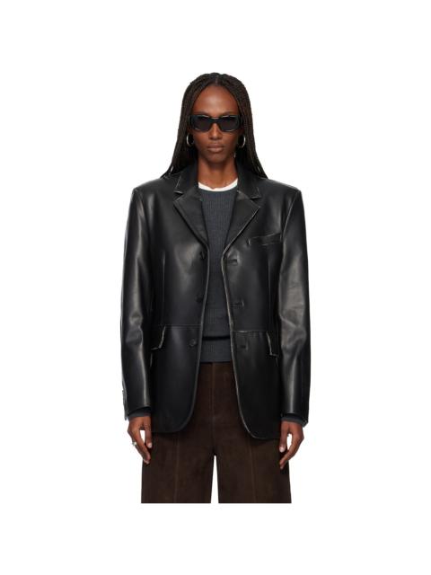 Tonywack Black Nappa Leather Distressed Tailored Jacket