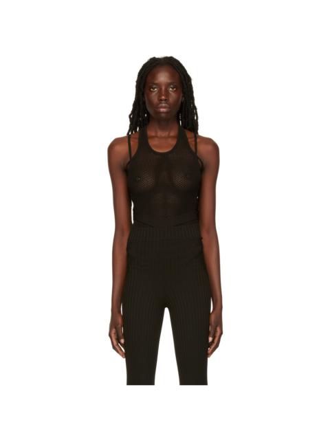 ANDREĀDAMO Black Open Knit Bodysuit