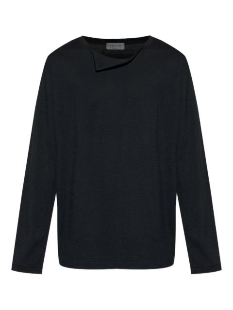 Yohji Yamamoto folded-neck long-sleeve T-shirt