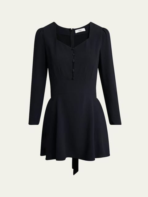 Chloé Button-Front Long-Sleeve Mini Dress
