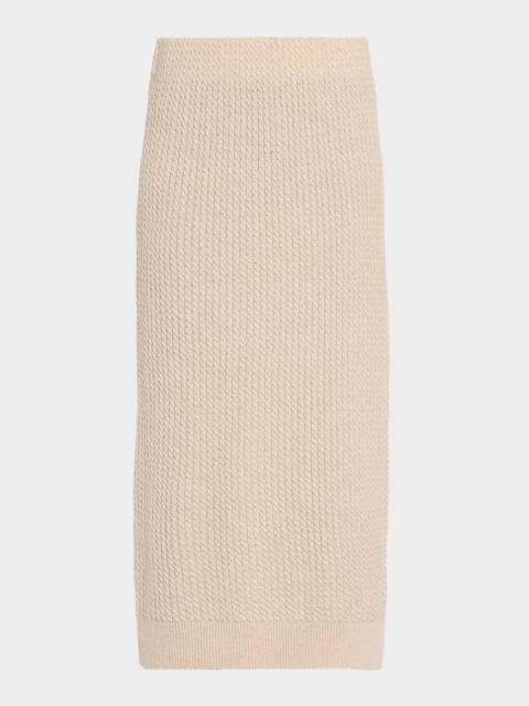 Lafayette 148 New York Cable-Knit Cashmere Midi Skirt