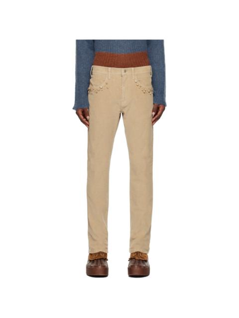 Beige Zip Trousers