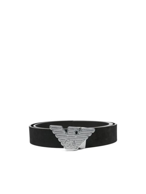 EMPORIO ARMANI eagle-buckle leather belt