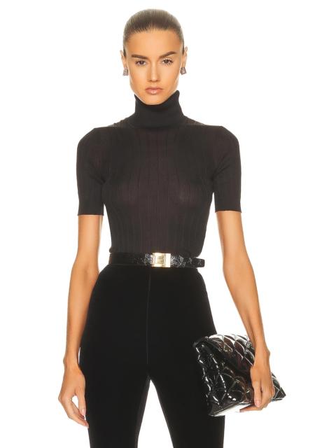 SAINT LAURENT monogram top in ribbed silk