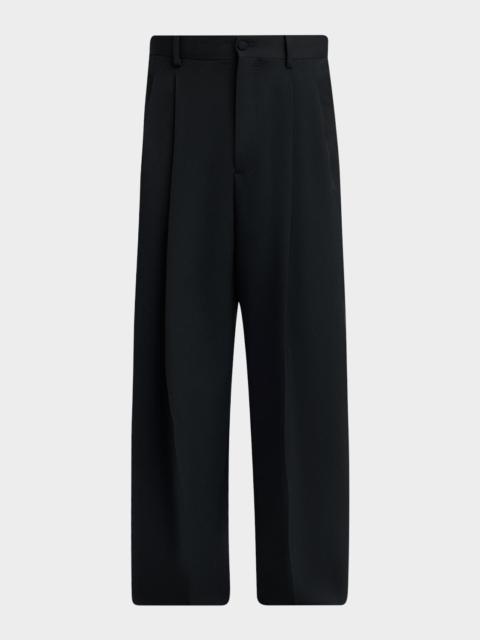 Dolce & Gabbana Men's Wool Gabardina Wide-Leg Pants