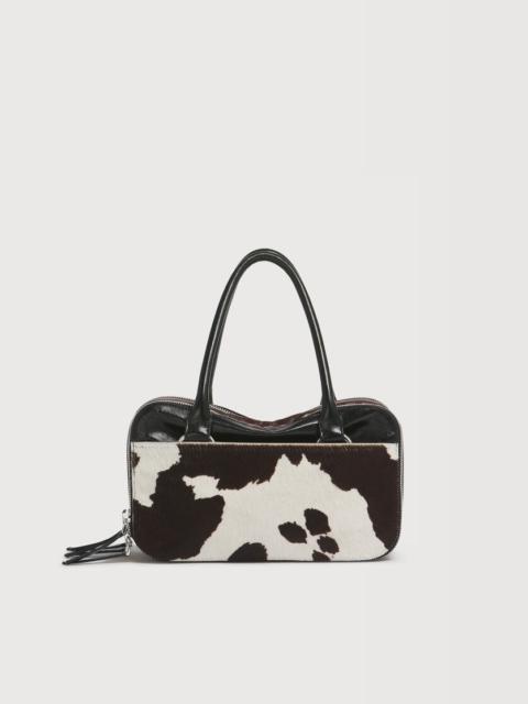 Marni BROWN, BLACK AND COW-PRINT LEATHER SMALL BOXYNE BAG