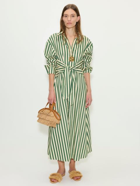 SIMONMILLER Loch Poplin Maxi Dress in Gummy Green/Ecru Stripe