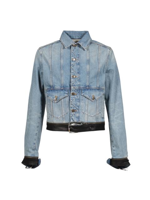 EGONLAB LEATHER STRAP DENIM JACKET / THICK DENIM 12OZ BLUE